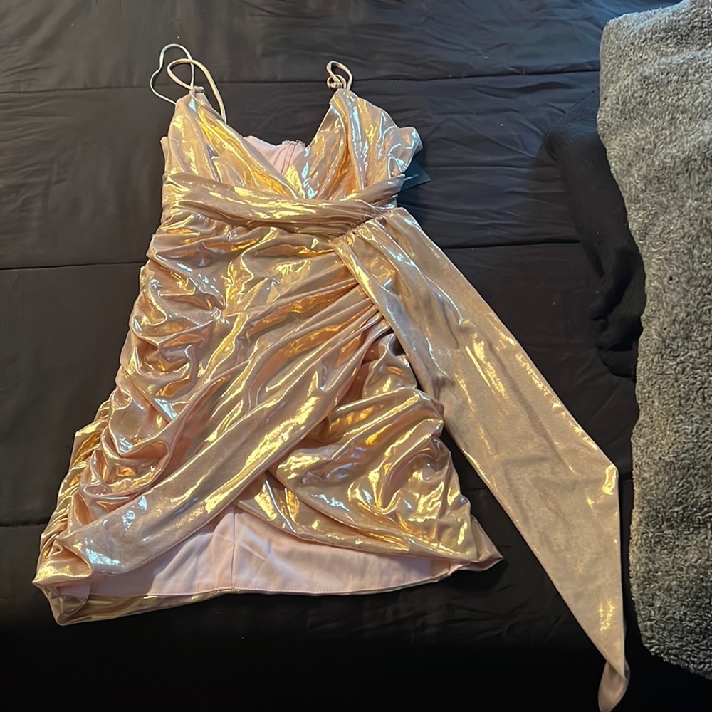 A fashion nova asymmetrical metic dress